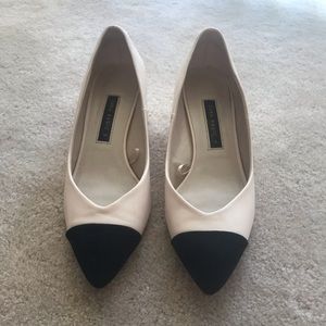 Zara blush and black block heel